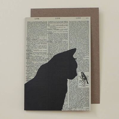 Karte mit einer schwarzen Katze – Wörterbuch-Kunstkarte mit schwarzer Katze – WAC19509