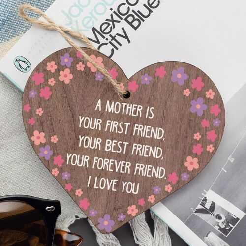 Mothers Day Gift Wood Heart Mum Birthday Card Best Friend Gift From Son Daughter