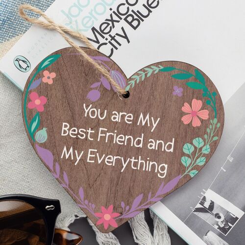 Handmade Best Friend Friendship Plaque Wood Heart Birthday Thank You Gift Sign