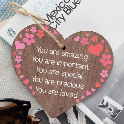 Inspirational Sign Best Friend Gift Wood Heart Mum Baby Daughter Birthday GIFT