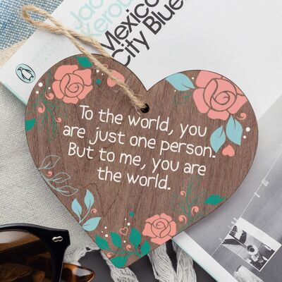 Para mí eres el mundo colgante de madera corazón lindo amor regalo placa amigos signo