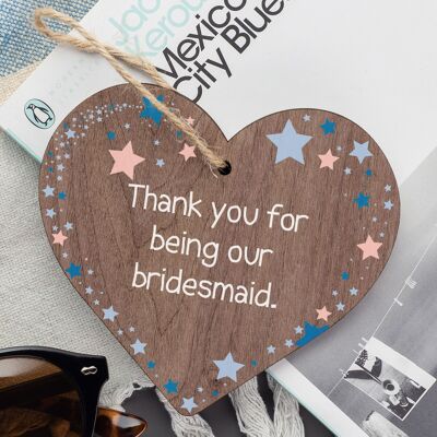 Thank You For Being Our Bridesmaid Engraved Heart Wedding Gift Friendship Gift