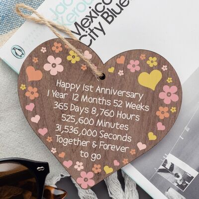 1st 2nd 5th 10th 20th 25th 50th Wedding Anniversary Wooden Heart Mr & Mrs Gifts