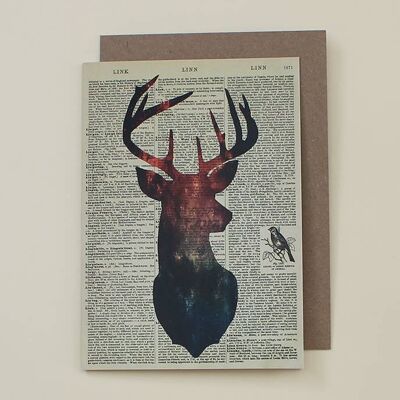 Carte avec un cerf - Carte d'art du dictionnaire Deer - WAC20516