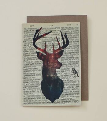 Carte avec un cerf - Carte d'art du dictionnaire Deer - WAC20516 2