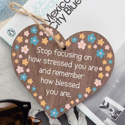 Remember How Blessed You Are Wooden Hanging Heart Plaque Friendship Gift Sign