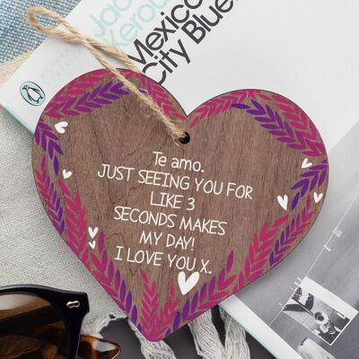 „Just Seeing You Makes My Day“ aus Holz zum Aufhängen in Herzform, Valentinstagsgeschenk, Neu