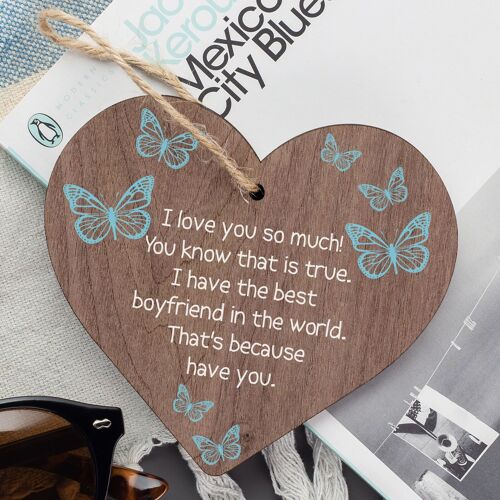 Boyfriend Christmas Card Gifts Wooden Heart Anniversary Gifts For Him Keepsakes