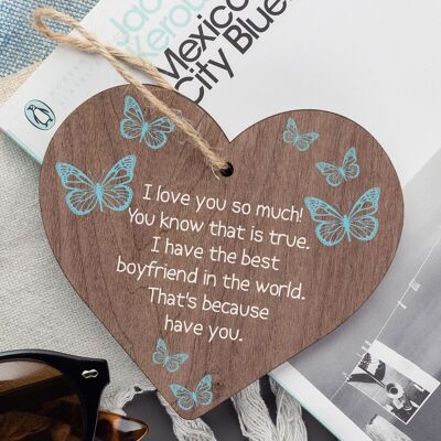 Tarjeta de Navidad para novio, regalos, corazón de madera, regalos de aniversario para él, recuerdos