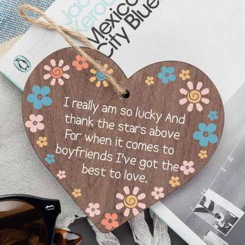 Birthday Christmas Anniversary Card Gift THANK YOU Gift For Boyfriend Wood Heart