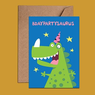 Bdaypartysaurus Biglietto d'auguri per bambini con dinosauro – WAC18160
