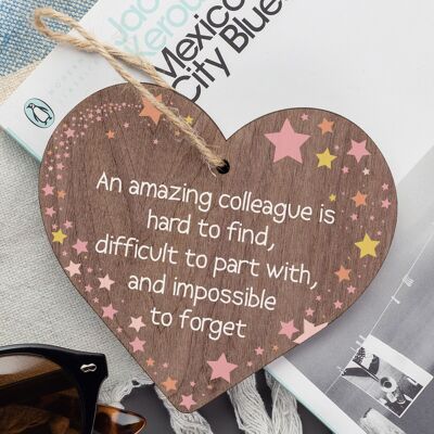 Friendship Colleague Gift Wooden Heart Plaque Office Work Friend Thank You Gift