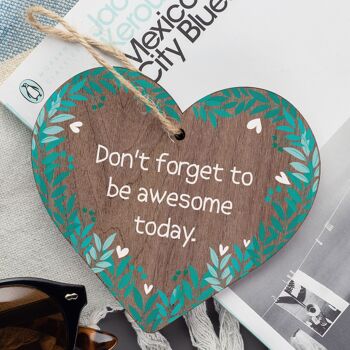 Be Awesome – Plaque cadeau en bois à suspendre en forme de cœur à suspendre pour motivation de collègue d'amitié