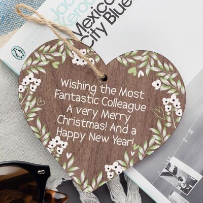 Christmas Gift For Colleagues Novelty Friendship Gift Wooden Heart Keepsake