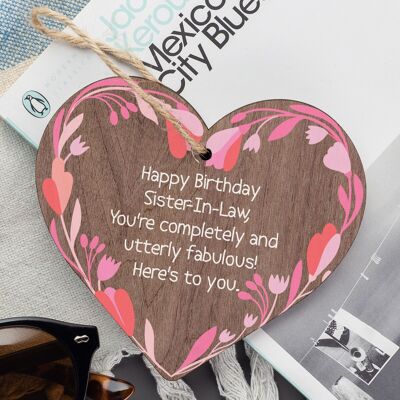 Birthday Sister In Law Gift Plaque Friendship Gift Handmade Wooden Heart Sign