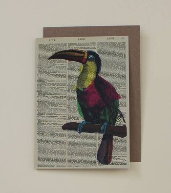 Carte avec un Toucan - Carte d'oiseaux tropicaux - Carte d'art du dictionnaire Toucan - WAC20518 1