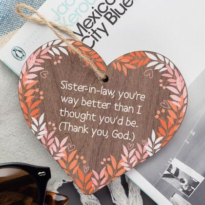 Special Sister In Law Gift Wooden Heart Plaque Friend Gift Birthday Thank You
