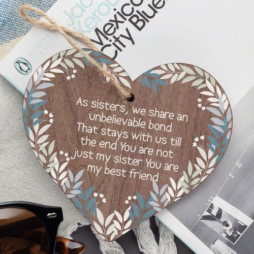 Unbelievable Bond Shabby Chic Wooden Heart Sign Gift For Big Little Sis Sister