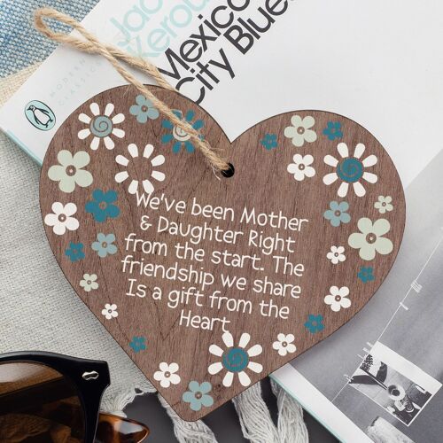 Gift For Mother And Daughter Wooden Heart Sign Love Gift For Mum or Daughter