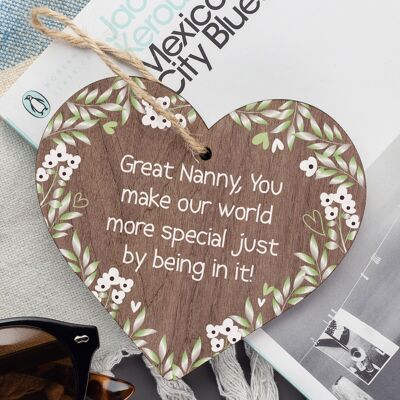 Great Nanny Gift For Birthday Mothers Day Wood Heart Thank You Grandparent Gift