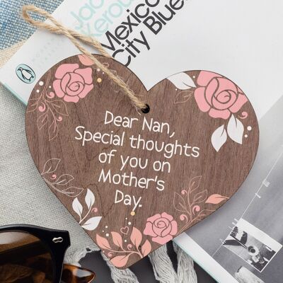 Regalo del día de la madre de Nan, placa de corazón de madera, recuerdo, regalo del día de la madre para Nan