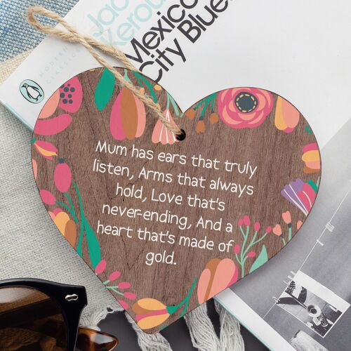 MUM PLAQUE Mothers Day Gift Heart Wooden Gift Love Sign Gift For Mum Birthday