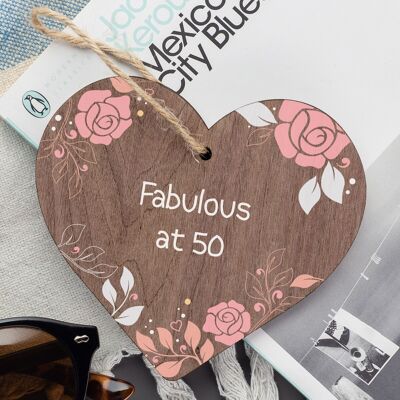 Fabulous At 50 50th Birthday Gifts For Women Men Heart Card Decoration