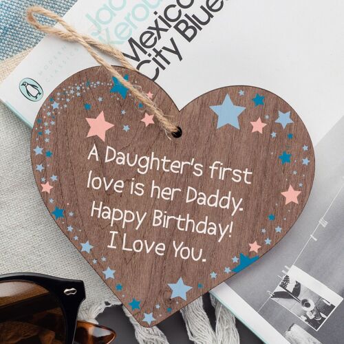 Love Daddy Dad Wooden Heart Happy Birthday Card Gift Son Daughter Baby Thank You