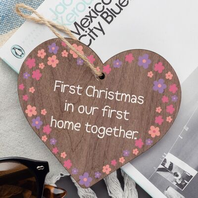 Premier Noël dans notre première maison ensemble, cœur, cadeau pour une nouvelle maison, décoration d'arbre