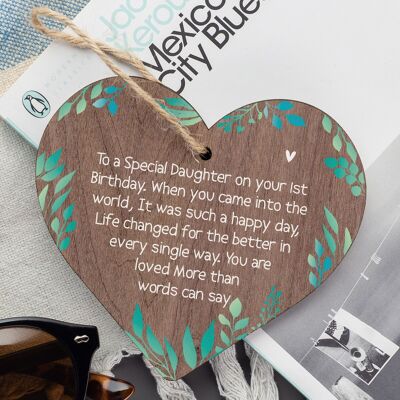 1st First Birthday Baby Girl Wood Heart Plaque Gift For Daughter Mummy Daddy