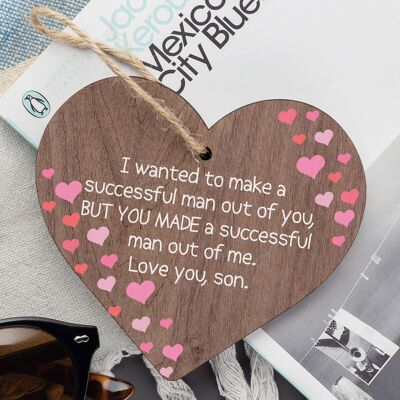 Novelty Gifts For Boys Son Dad Birthday Card Christmas Gift Wood Heart Thank You