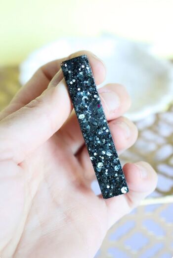 Barrette droite paillettes noires 2