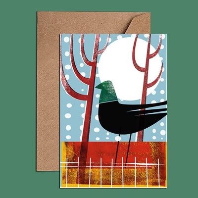 Black Bird in Full Moon Birds of Paradise Card – WAC19505