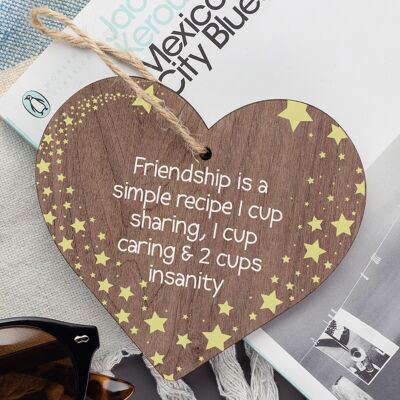 Friendship Sign Simple Recipe Wood Heart FRIEND Special Birthday Gift Thank You