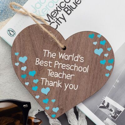 Regalo para maestra de preescolar Corazón de madera Regalo de agradecimiento Regalo de despedida de preescolar