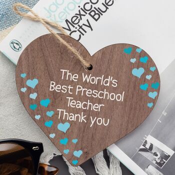 Cadeau pour enseignant préscolaire, cœur en bois, cadeau de remerciement, cadeau de sortie préscolaire