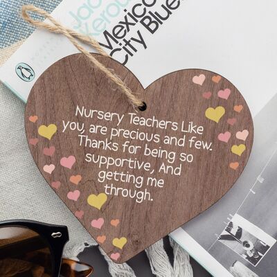 Teacher Nursery Gifts Leaving Nursery Pre School Present Wooden Heart Plaque