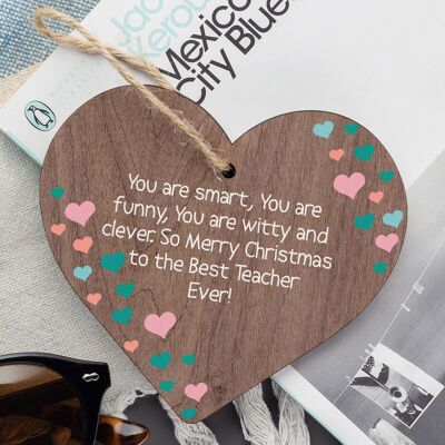 Handmade Teacher Gift For Christmas Wood Heart Thankyou Gift For Nursery Teacher