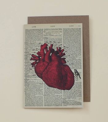 Carte avec un cœur anatomique - Carte d’art du dictionnaire du cœur anatomique - WAC20513 1