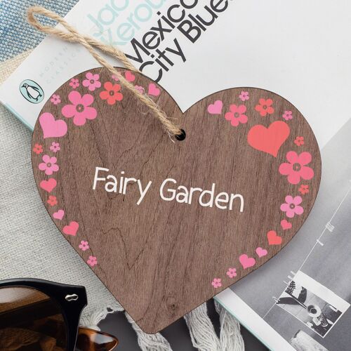 Fairy Garden Wooden Hanging Plaque Shabby Chic Fairies Pixies Fairy Sign Gift