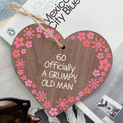 Rude 60th Birthday Funny Wooden Heart Birthday Gift For Dad Grandad Gift For Him
