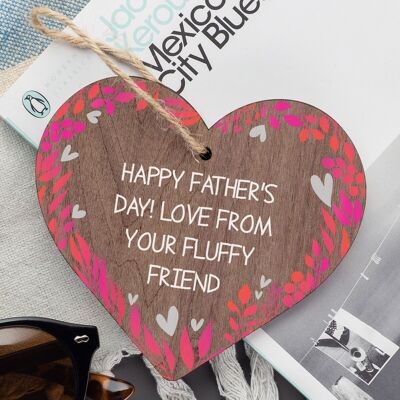 Funny Fathers Day Gift From Dog Furry Friend Wood Heart Dad Gift From Pet