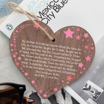 My Mother Like No Other Wooden Hanging Heart Plaque Mum Love Mothers Day Gift