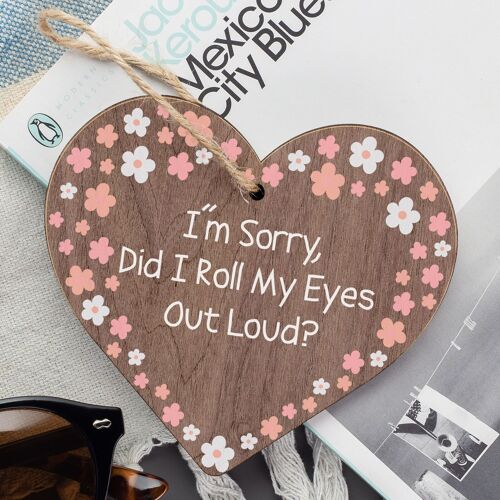 Sorry Did I Roll My Eyes Out Loud? Funny Sarcasm Hanging Plaque Friend Gift Sign
