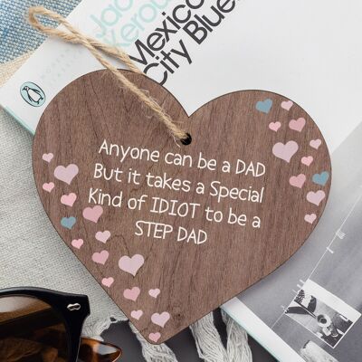 Step Dad Gift Funny Wooden Heart Plaque Gifts For Step Dad Joke Gifts Birthday