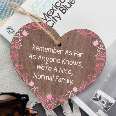 Nice Normal Family Novelty Wooden Hanging Heart Plaque Home Shabby Chic Sign