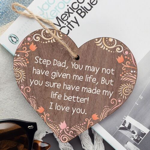 Stepdad Gifts From Daughter Son Wood Heart Stepdad Birthday Christmas Thank You