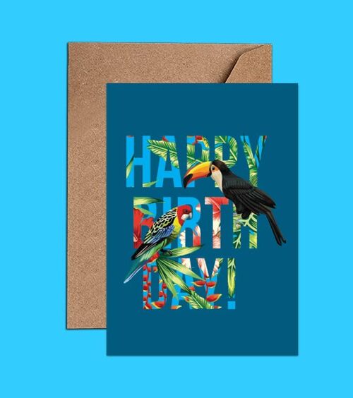 Toucan & Parrot Happy Birthday Card - WAC18121