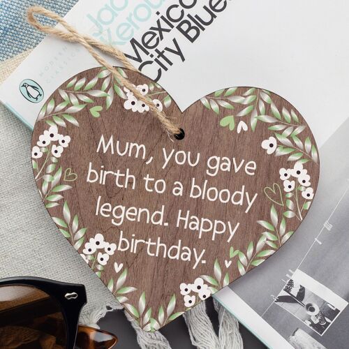 Funny Birthday Gift For Mum Wooden Heart Mum Gift From Son Daughter Funny Card