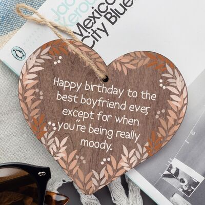 Funny Joke Gift For Boyfriend Birthday Wooden Heart Best Boyfriend Gift For Him